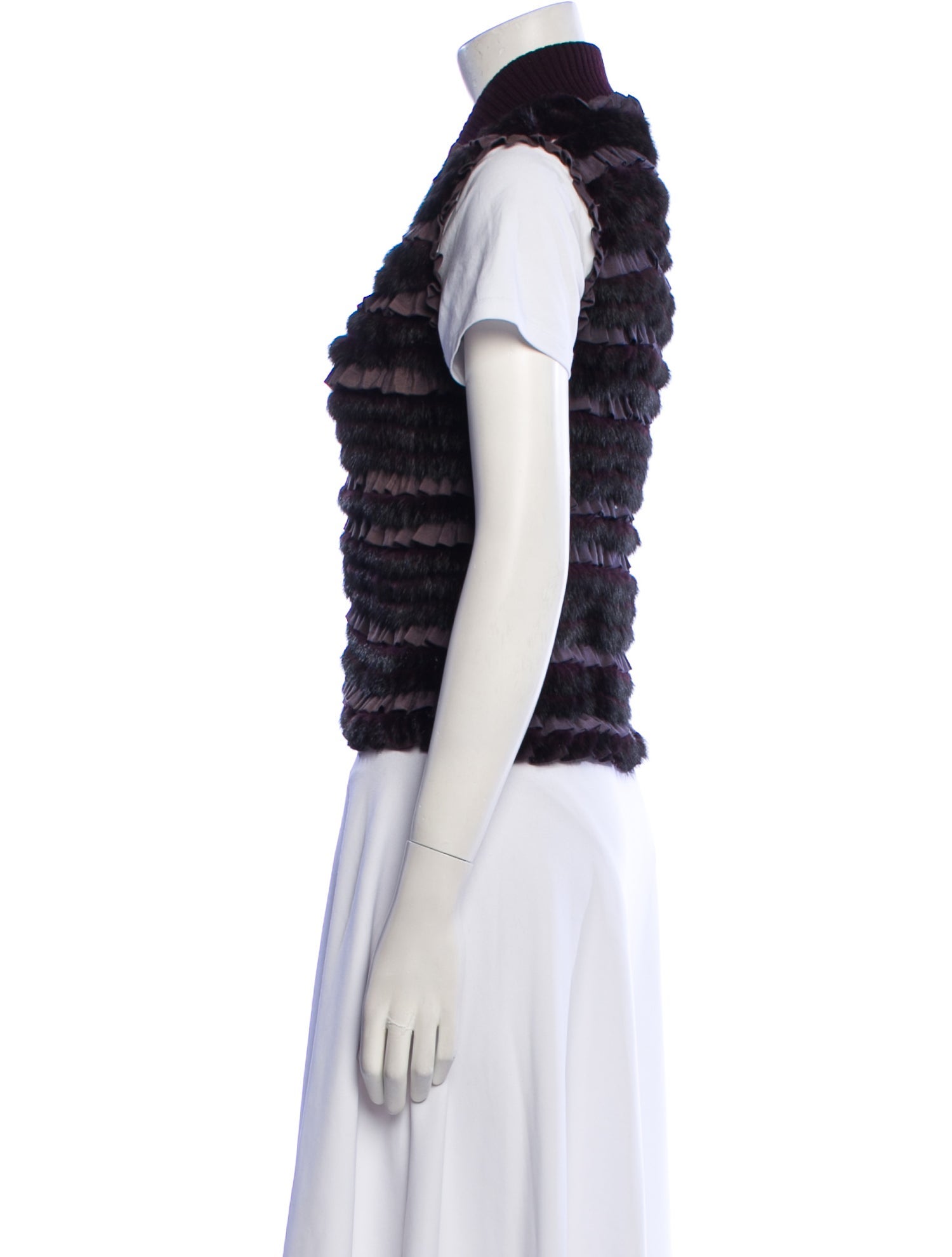 Salvatore Ferragamo Mink Striped Vest