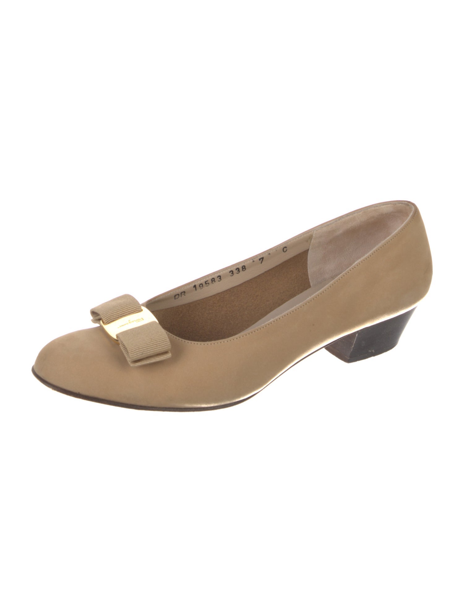 Salvatore Ferragamo Leather Bow Accents Flats