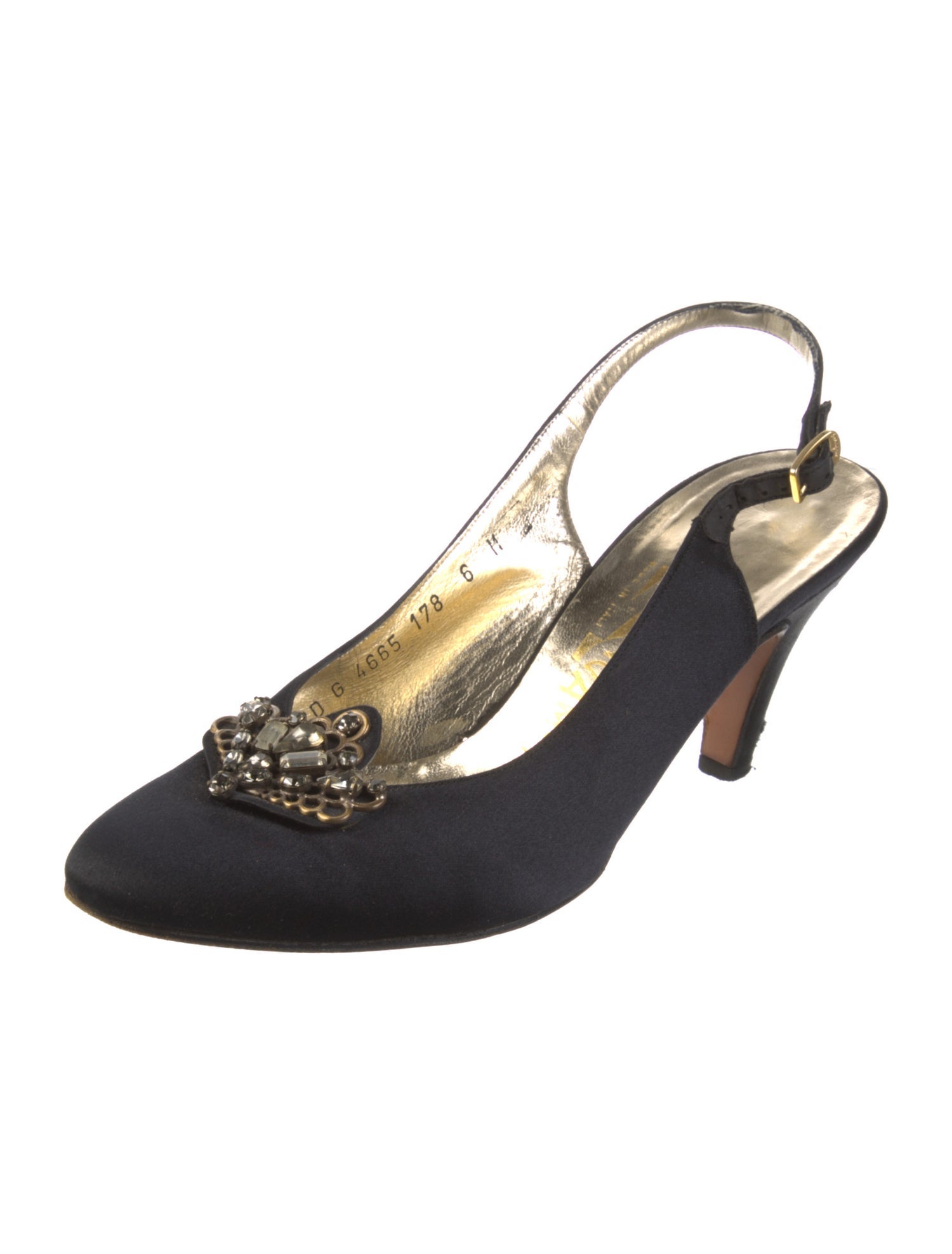 Salvatore Ferragamo Chain-Link Accents Slingback Pumps