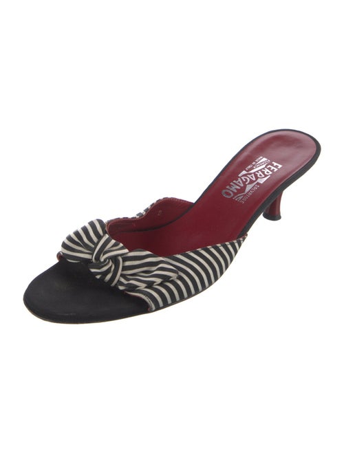 Salvatore Ferragamo Striped Bow Accents Slides