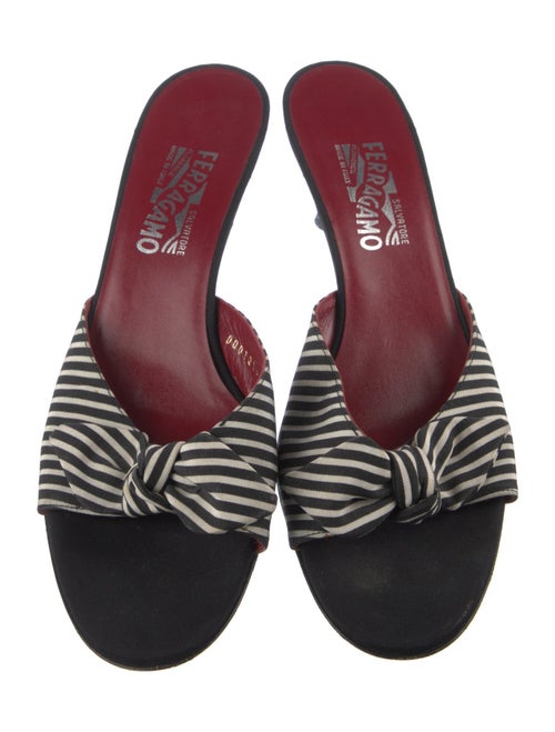 Salvatore Ferragamo Striped Bow Accents Slides