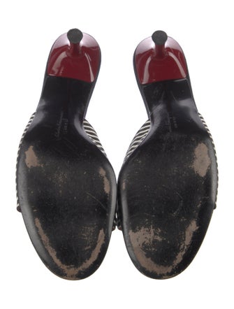 Salvatore Ferragamo Striped Bow Accents Slides