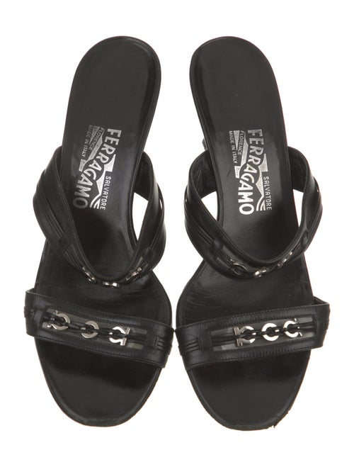 Salvatore Ferragamo Leather Chain-Link Accents Slides