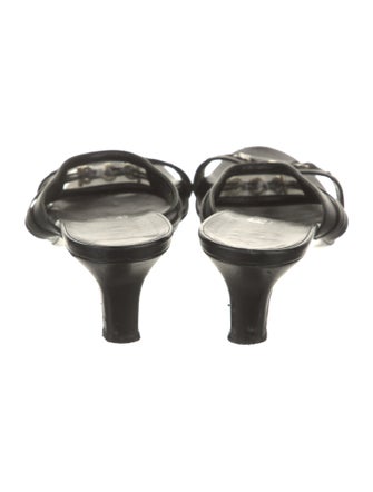 Salvatore Ferragamo Leather Chain-Link Accents Slides