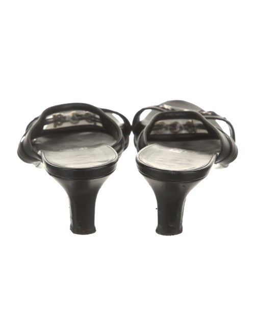 Salvatore Ferragamo Leather Chain-Link Accents Slides