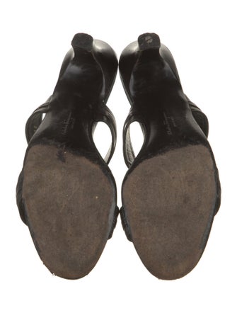 Salvatore Ferragamo Leather Chain-Link Accents Slides