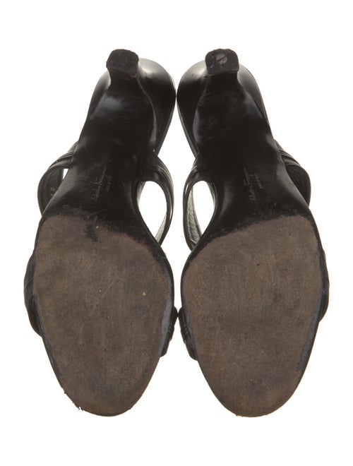 Salvatore Ferragamo Leather Chain-Link Accents Slides