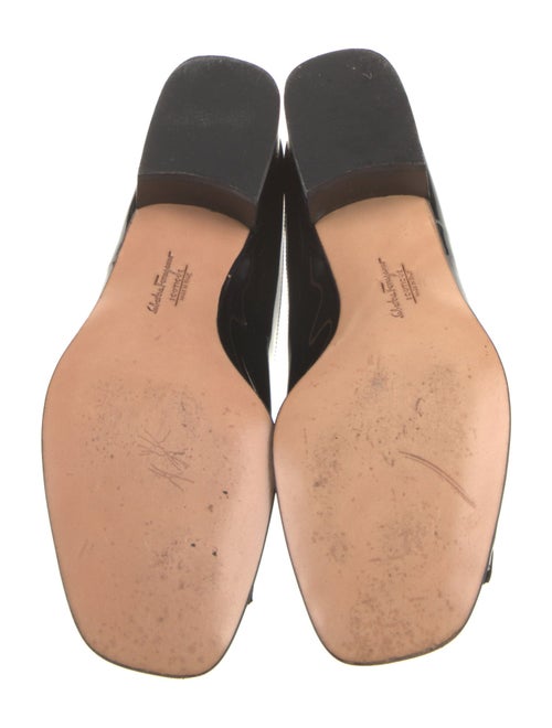 Salvatore Ferragamo Patent Leather Bow Accents Slides