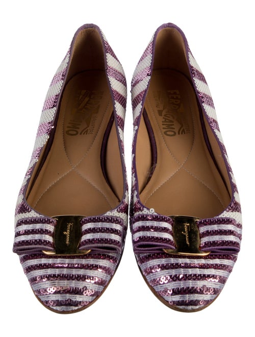 Salvatore Ferragamo Vara Bow Accent Sequins Ballet Flats