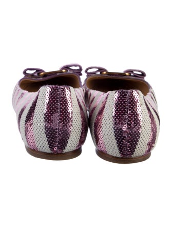 Salvatore Ferragamo Vara Bow Accent Sequins Ballet Flats