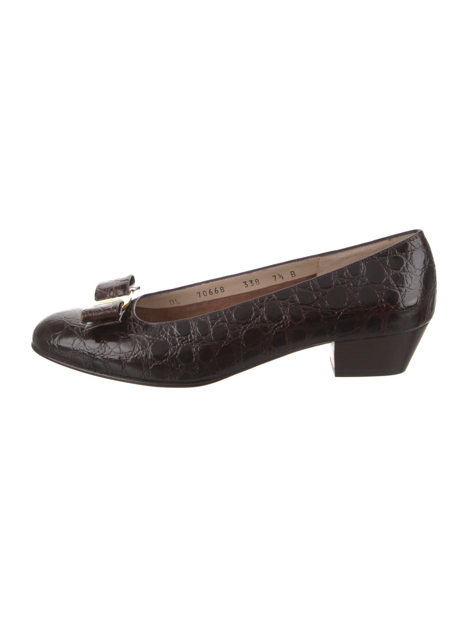 Salvatore Ferragamo Leather Bow Accents Flats