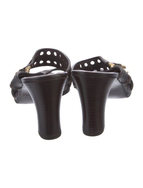 Salvatore Ferragamo Leather Lace Trim Embellishment Slides
