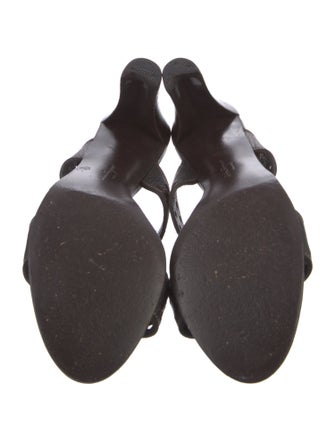 Salvatore Ferragamo Leather Lace Trim Embellishment Slides