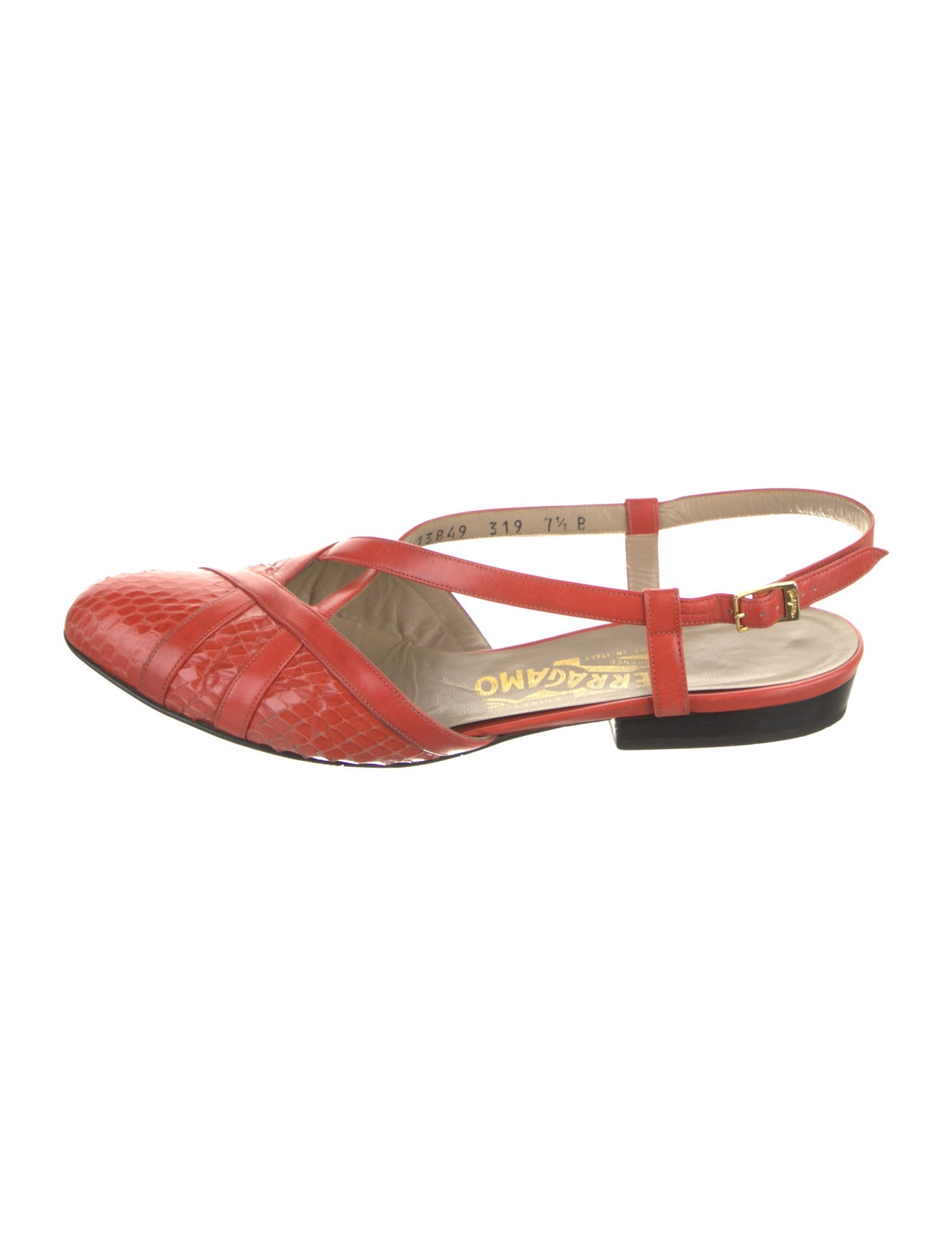Salvatore Ferragamo Snakeskin Slingback Flats