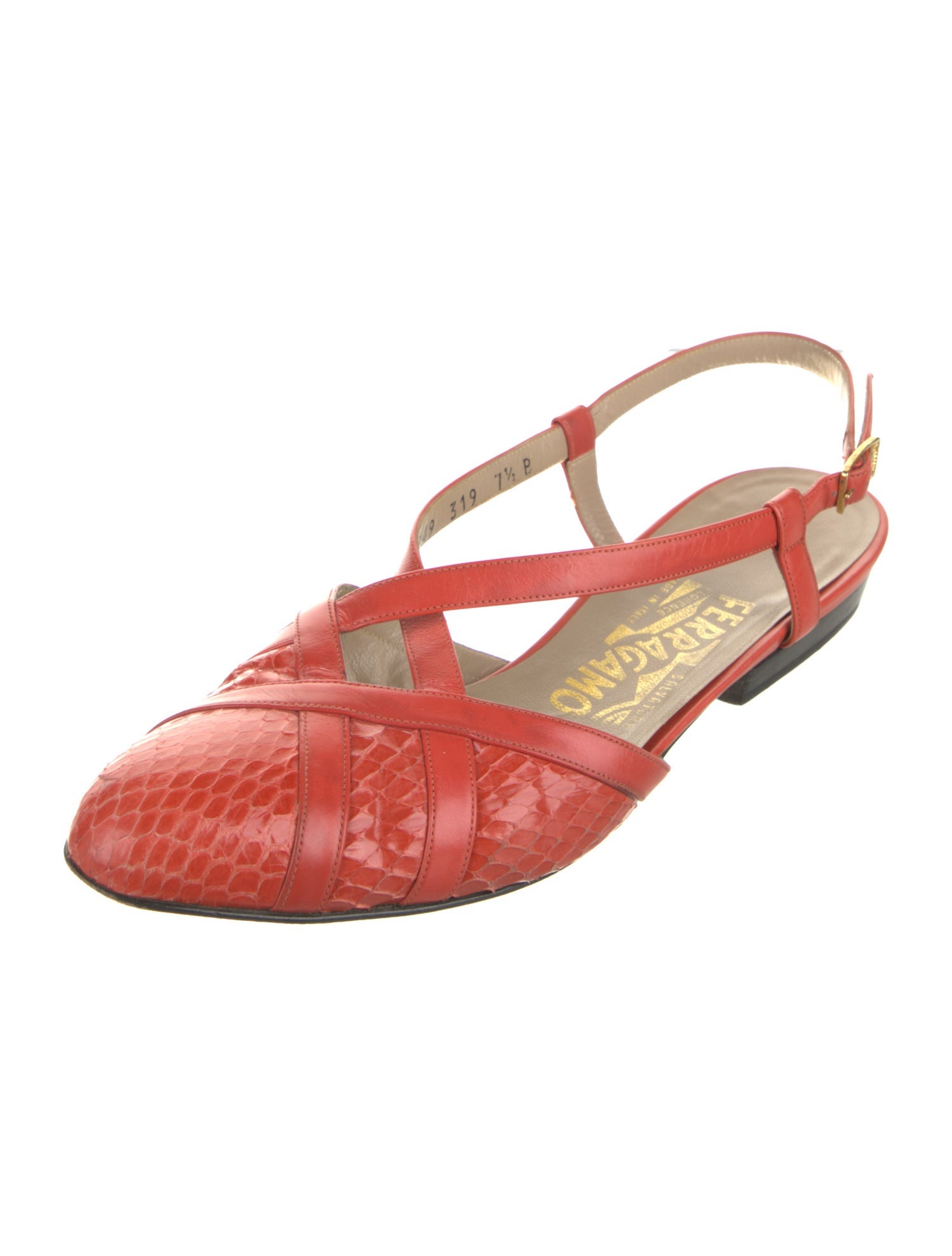 Salvatore Ferragamo Snakeskin Slingback Flats