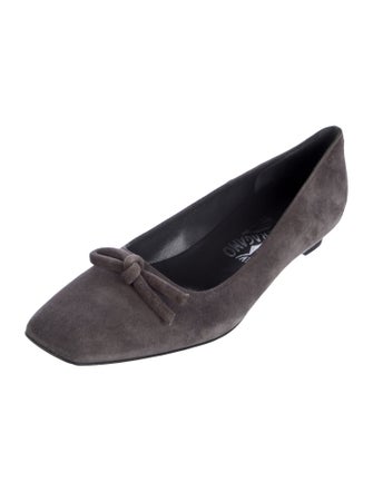 Salvatore Ferragamo Vara Bow Accent Suede Ballet Flats