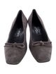 Salvatore Ferragamo Vara Bow Accent Suede Ballet Flats