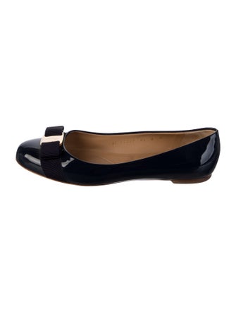 Salvatore Ferragamo Vara Bow Accent Patent Leather Ballet Flats