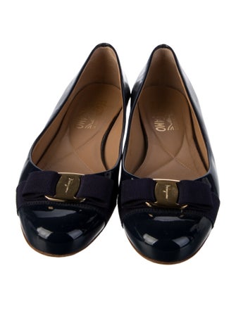 Salvatore Ferragamo Vara Bow Accent Patent Leather Ballet Flats