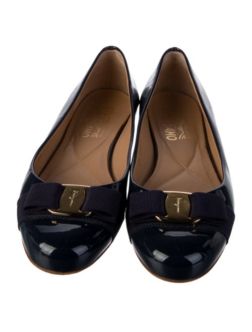 Salvatore Ferragamo Vara Bow Accent Patent Leather Ballet Flats