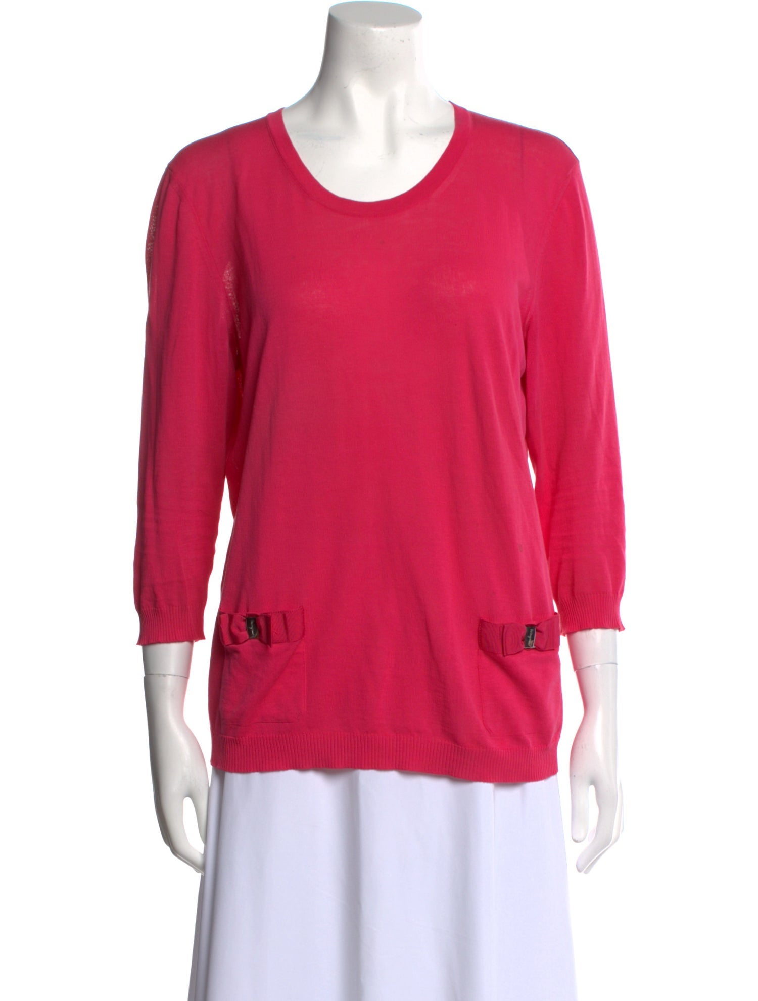 Salvatore Ferragamo Scoop Neck Three-Quarter Sleeve T-Shirt