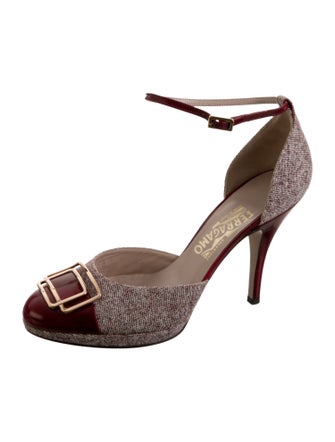 Salvatore Ferragamo Canvas Printed D'Orsay Pumps