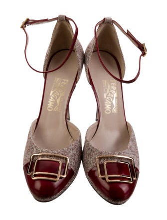 Salvatore Ferragamo Canvas Printed D'Orsay Pumps