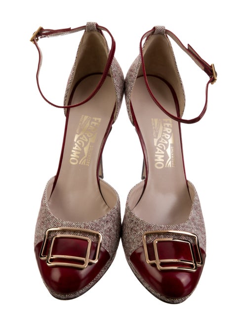 Salvatore Ferragamo Canvas Printed D'Orsay Pumps