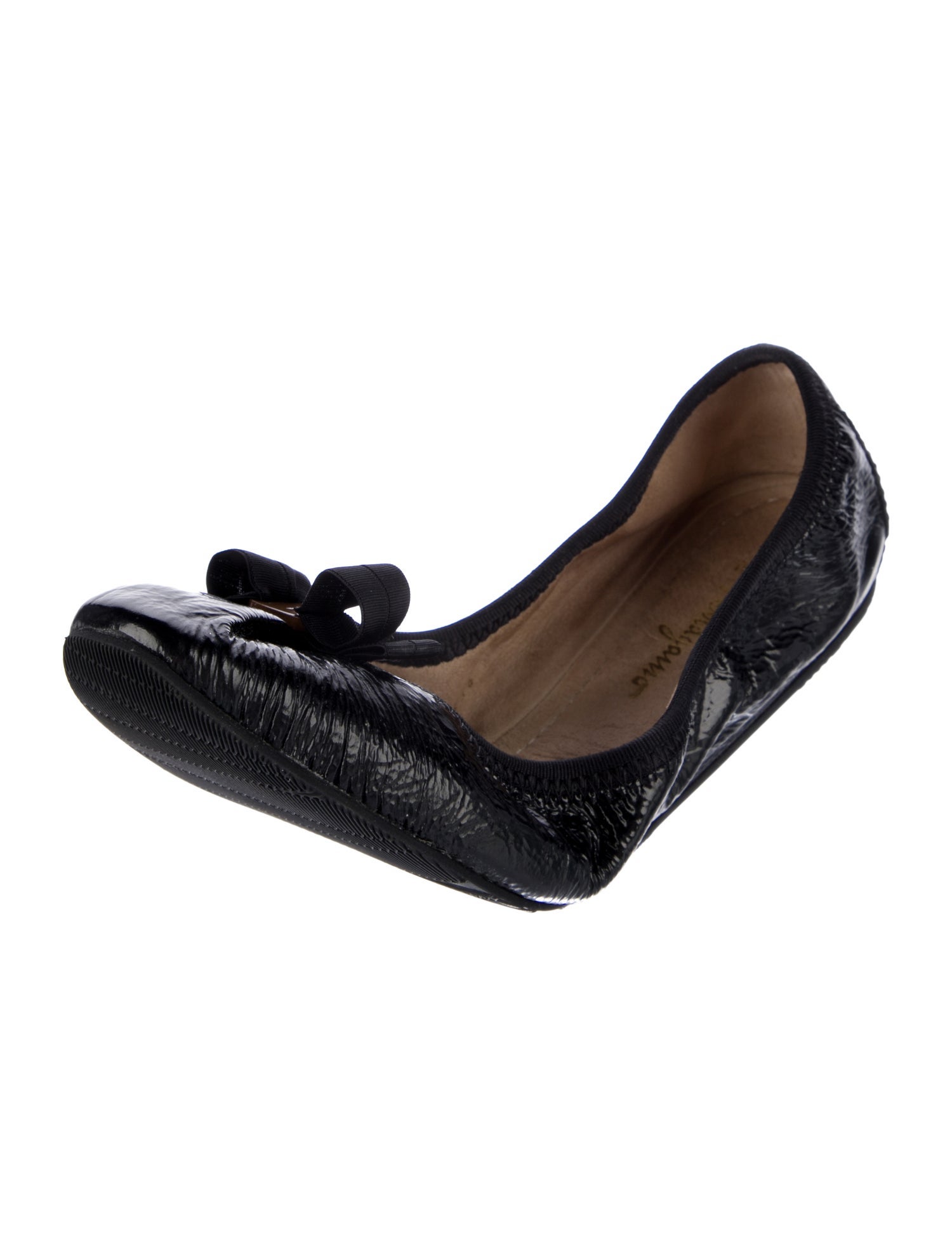 Salvatore Ferragamo Vara Bow Accent Leather Ballet Flats