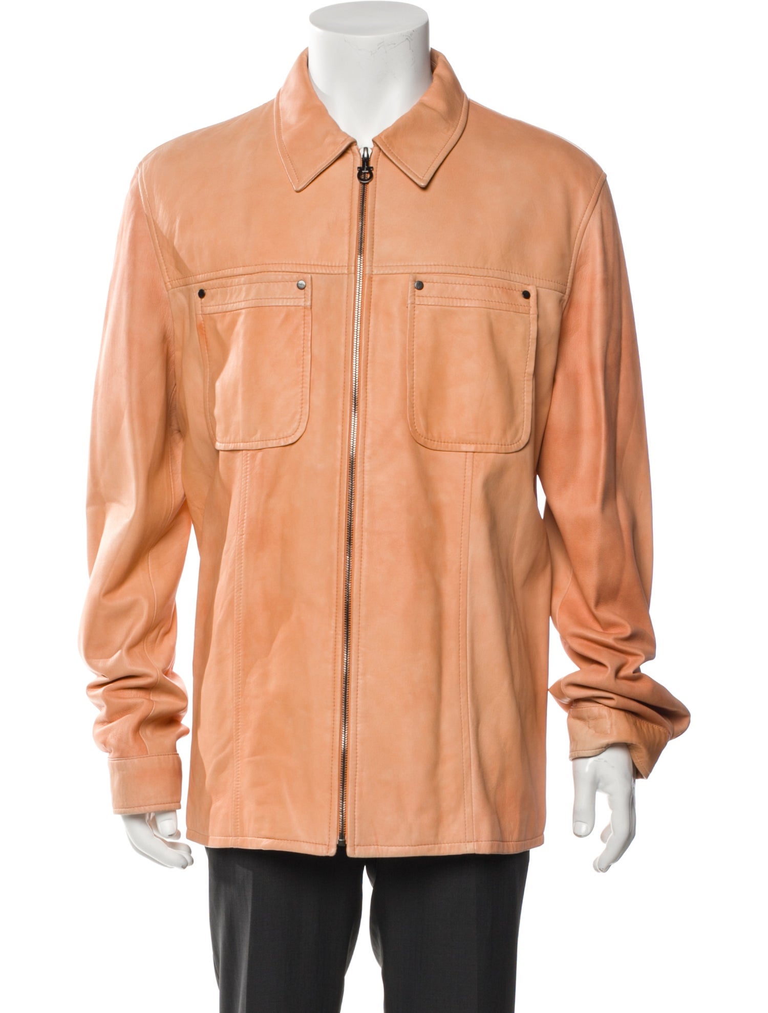 Salvatore Ferragamo Leather Trucker Jacket