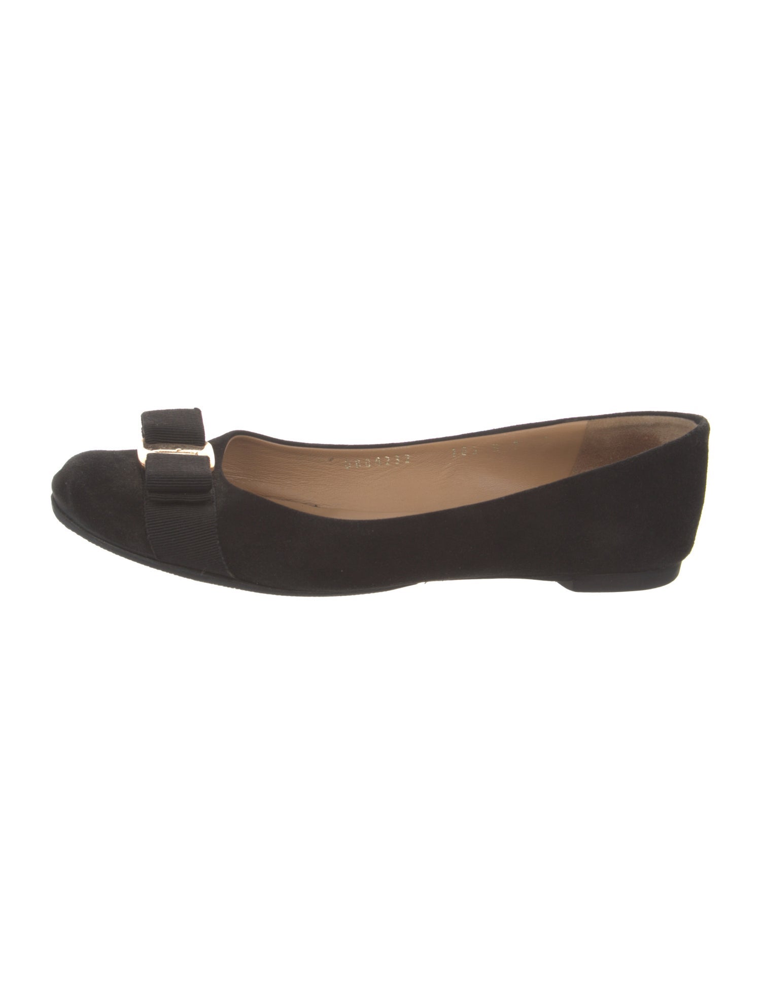 Salvatore Ferragamo Suede Bow Accents Ballet Flats