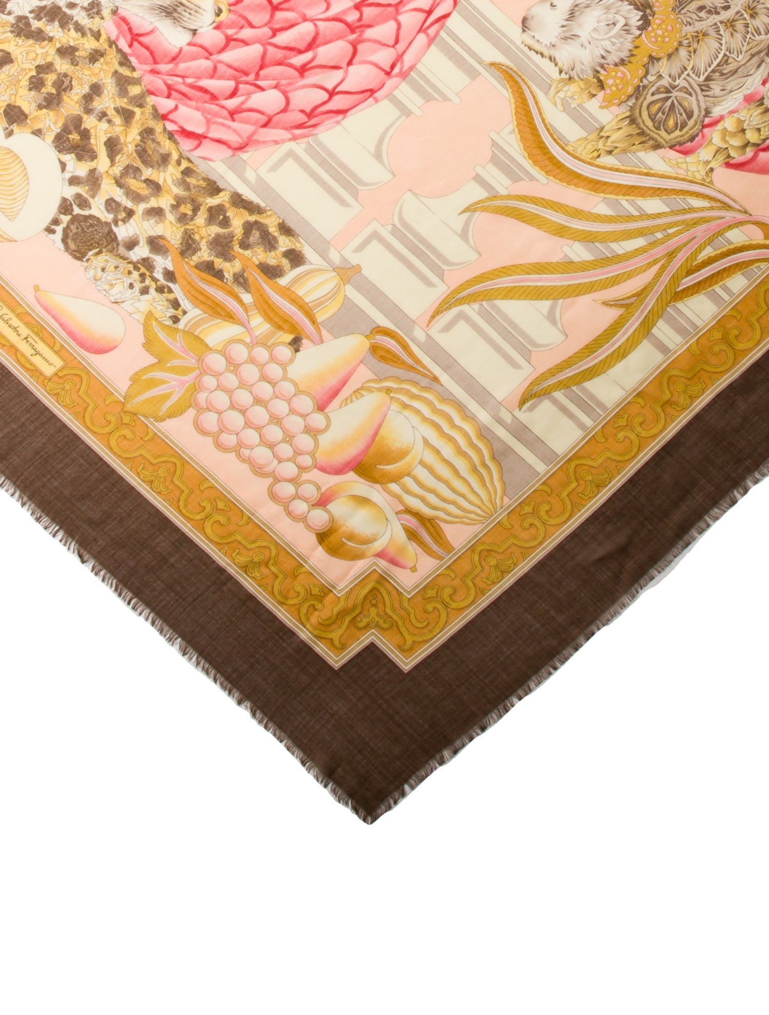 Salvatore Ferragamo Wool Floral Print Scarf