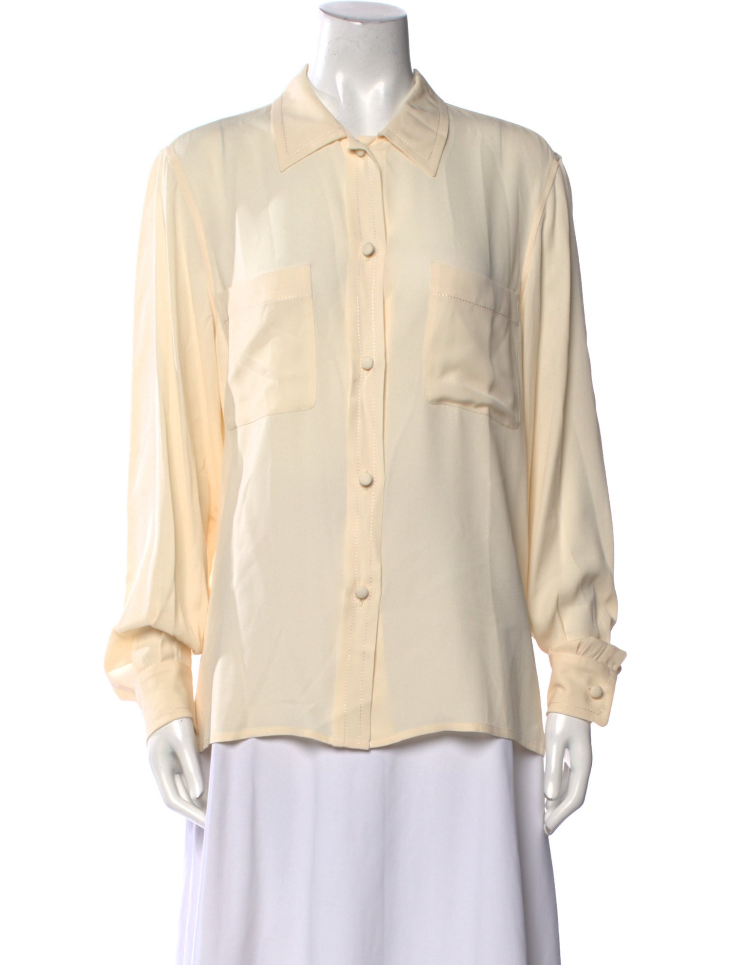 Salvatore Ferragamo Silk Long Sleeve Button-Up Top