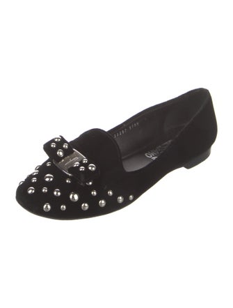 Salvatore Ferragamo Vara Bow Accent Velvet Flats