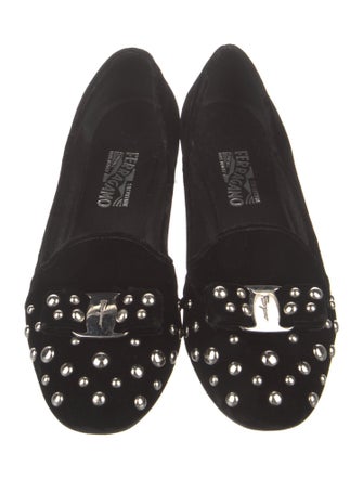 Salvatore Ferragamo Vara Bow Accent Velvet Flats