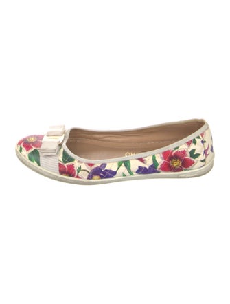 Salvatore Ferragamo Leather Floral Print Ballet Flats