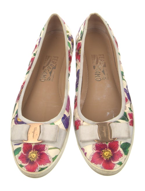 Salvatore Ferragamo Leather Floral Print Ballet Flats
