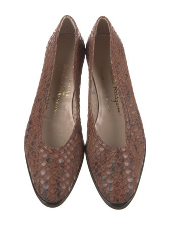 Salvatore Ferragamo Leather Animal Print Ballet Flats
