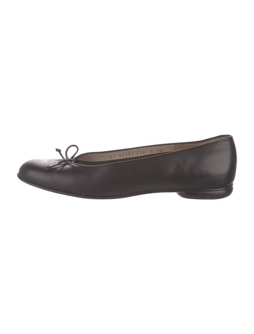 Salvatore Ferragamo Leather Bow Accents Ballet Flats