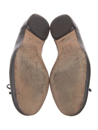 Salvatore Ferragamo Leather Bow Accents Ballet Flats