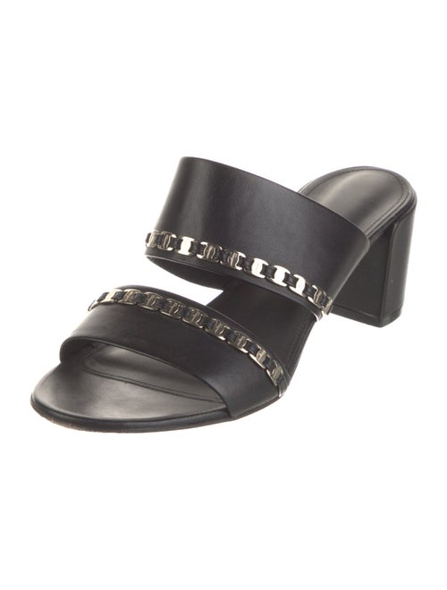 Salvatore Ferragamo Leather Chain-Link Accents Slides