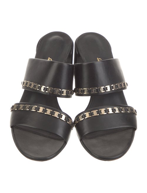 Salvatore Ferragamo Leather Chain-Link Accents Slides