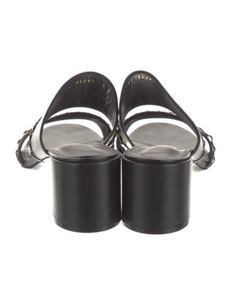 Salvatore Ferragamo Leather Chain-Link Accents Slides
