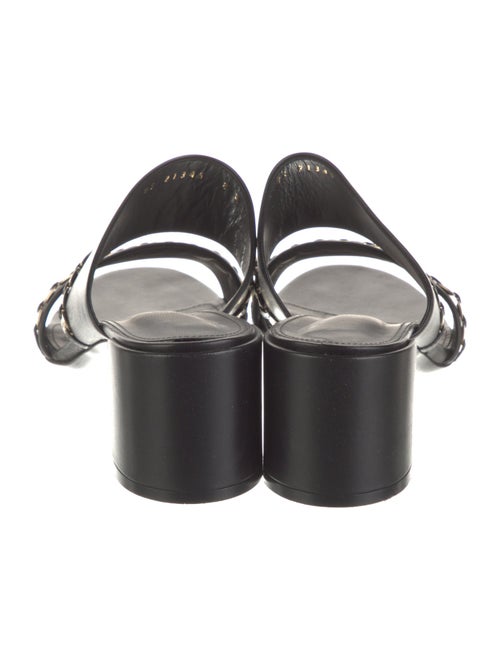 Salvatore Ferragamo Leather Chain-Link Accents Slides