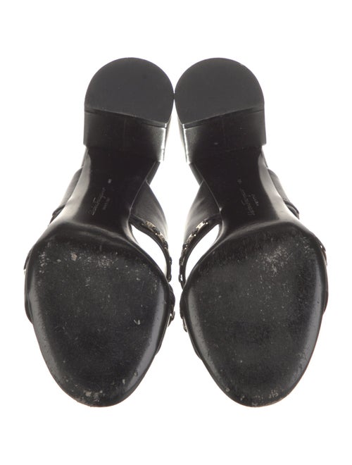 Salvatore Ferragamo Leather Chain-Link Accents Slides