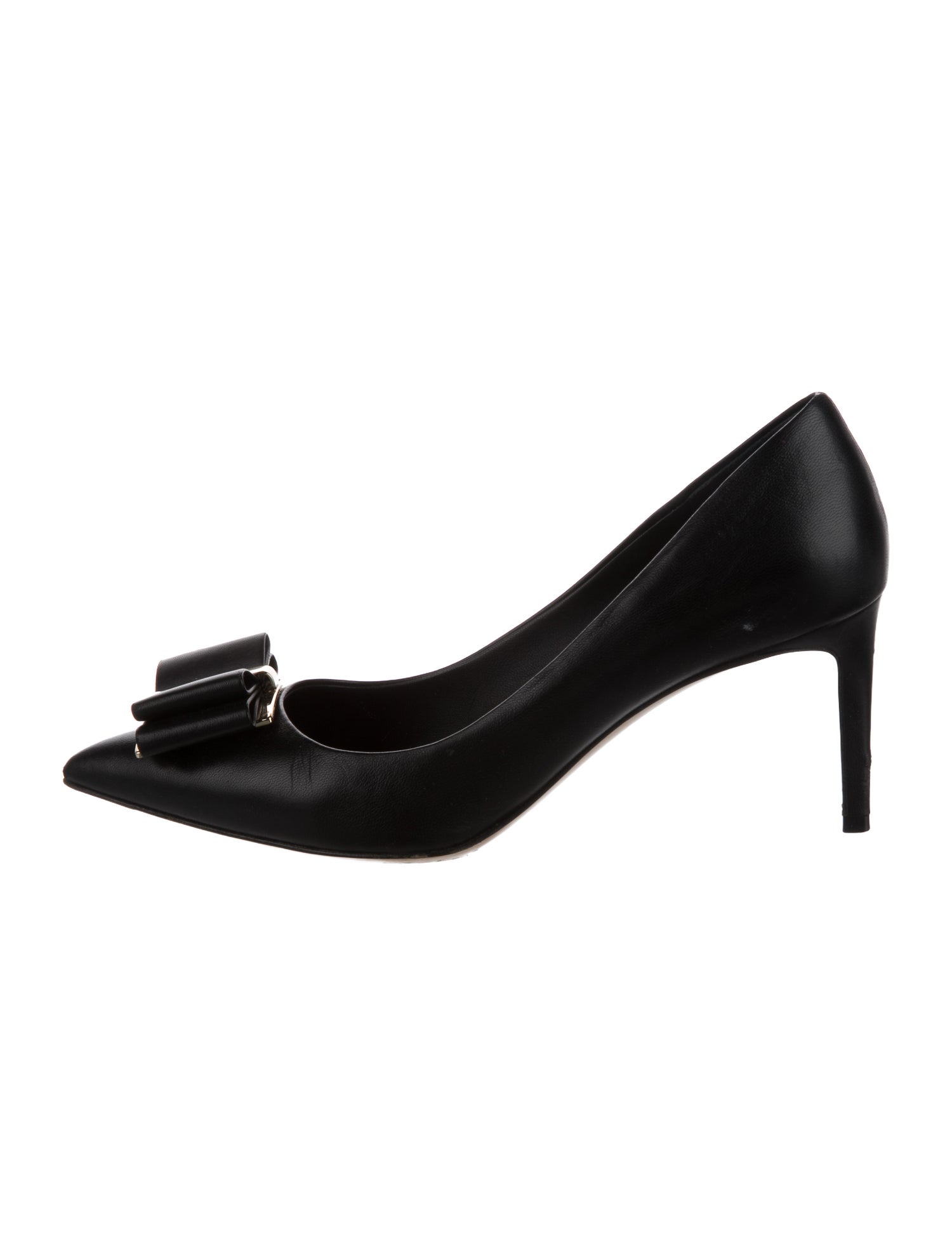 Salvatore Ferragamo Leather Bow Accents Pumps