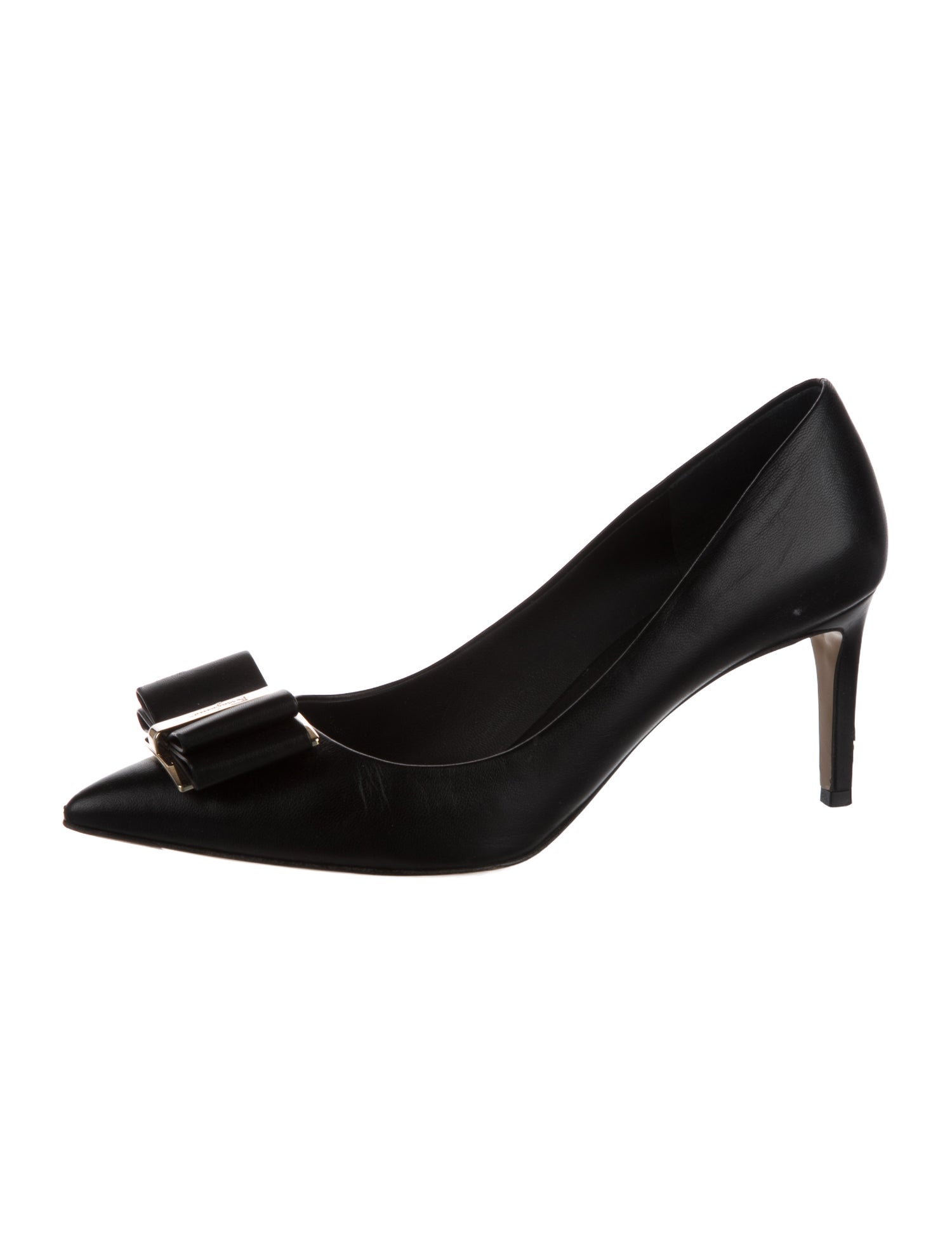Salvatore Ferragamo Leather Bow Accents Pumps