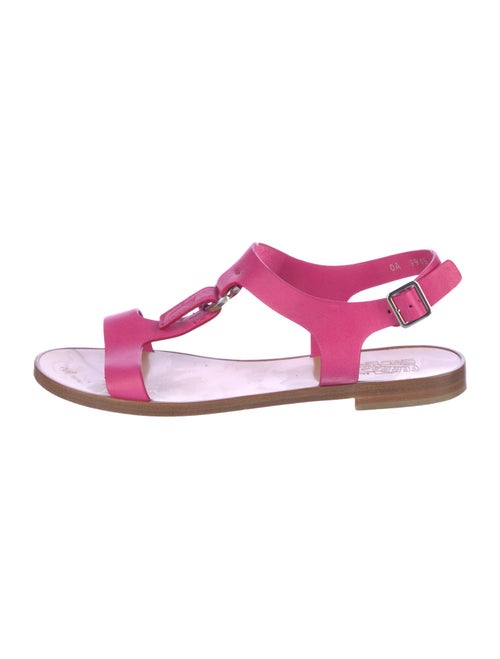Salvatore Ferragamo Gancini Logo Leather T-Strap Sandals