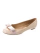 Salvatore Ferragamo Patent Leather Bow Accents Ballet Flats