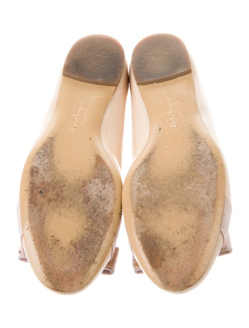 Salvatore Ferragamo Patent Leather Bow Accents Ballet Flats